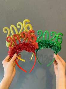 1个/3个/4个装饰发箍，2026新款装饰发饰发箍，适合新年、除夕、圣诞节、节日装饰，适合派对、聚会，发带，发箍，女士头饰 - 彩色 - 查看 4