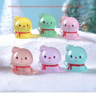 圣诞节可爱雪人微型娃娃屋装饰，创意家居装饰品