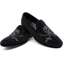 Men's Pointed Toe Rivet Dress Shoes Glitter Modern Metallic Slip On Loafers Plus Size-20256688 - Black03 - View 7
