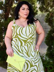 Women's Plus Size Jumpsuit Short Skirt With Printed Lining Summer - 顏色 29 - 查看 9