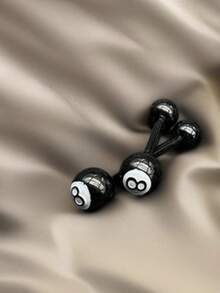 1个黑色钛钢8球舌钉，时尚朋克极简风格，适合日常佩戴和派对，男女通用身体饰品舌钉；享受你的舌钉之旅
