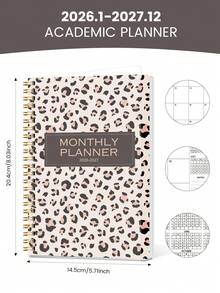 1pc 2026 Jan-2027 Dec A5(5.7" X 8") Weekly& Monthly Planner,Time Visualization,Daily Agenda Journal,Monthly Planner Academic Year Notebook,Improve Work Efficiency,School & Office Supplies Men Gifts Stocking Stuffers