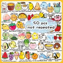 50 piezas de pegatinas de recompensa en inglés con diseños de dibujos animados lindos, pegatinas decorativas educativas en inglés para pared, estuche de teléfono, caja de papelería