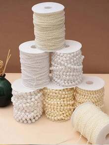 196.85 英寸/4 毫米/6 毫米 时尚配饰及工艺品 仿白珍珠串珠花环，装饰珍珠，优雅白珍珠串珠圈，珍珠串珠圈，珍珠花环，适用于婚礼派对生日珠宝配饰、婚礼生日派对装饰、DIY 工艺品、蛋糕装饰、蛋糕顶饰、蛋糕装饰工具 - 彩色 - 查看 1