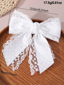 1个女士优雅双层樱桃蕾丝蝴蝶结发夹，适合日常、春夏和度假装扮 - 彩色 - 查看 3