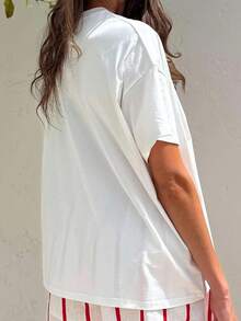 Women's Teens Oversized Graphic Tee Shirts Y2k Short Sleeve Floral Aesthetic Tshirt Top Summer Cute Preppy Clothes-For Women, Holiday, Vacation - 查看 3
