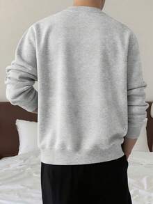 1pc Teen Boys Minimalist Retro Outdoor Pullover Sweater, Knit, Autumn/Winter - Light Grey - View 2