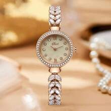 1pc Women's Watch, Elegant Luxury Fashion New Mermaid Tail Chain Watch, Fashionable Niche Luxury Ladies Quartz Watch With Rhinestones, Suitable For Daily Wear, Birthday/Holiday Gift - Gold - View 4