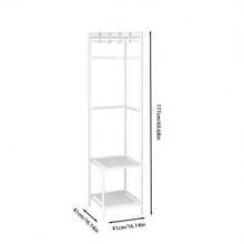 1pc Heavy Duty Clothes Hanger - Space Saving Freestanding Garment Rack With Hooks, Sturdy Metal Structure Suitable For Bedroom, Closet, Living Room - No Assembly Required, Black/White Modern Organizer For Clothes, Bedding, Corner Space Saver, Durable Storage Solution, Multipurpose Shelving Unit - Multicolor - View 9