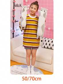 Molutian 2 Sizes (50/70cm) Long Plush Cat Doll, Cute Animal Cat Creative Long Soft Plush Doll, Office Rest Sleep Pillow Cushion Stuffed Gift Doll, Children Birthday Gift, Christmas Gift, Girls Gift - Multicolor - View 5