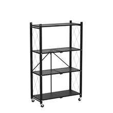 4-Tier Foldable Heavy Duty Metal Shelves With Wheels, No Assembly, Rust Proof, For Garage, Kitchen & Office