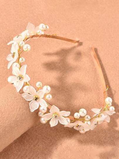 1 chiếc băng đô cài tóc hoa ngọc trai giả thủ công thanh lịch dành cho nữ, thích hợp cho sử dụng hàng ngày, dự tiệc và các dịp lễ, phụ kiện cài tóc, băng đô, phụ kiện làm đẹp tóc tại nhà.