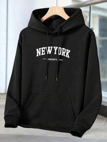 Hombre003 Sudadera con capucha de manga larga de ajuste regular y peso ligero con bolsillo, estampado gráfico de letra personalizado, ropa deportiva casual de moda, adecuada como regalo para esposo o novio(Tallas corren pequeñas, pide una talla más grande - Albaricoque - Ver 2