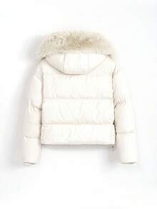 Palton scurt, călduros, cu glugă, din blană artificială, pentru femei, toamnă/iarnă 2025-2026, impermeabil, cu fermoar, croială dreaptă, stil casual urban elegant