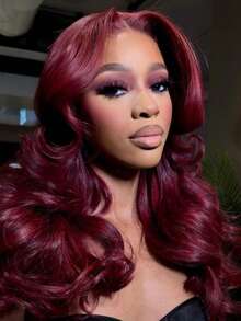 Uveous 34 Inch 99J Burgundy Lace Front Wigs Human Hair Pre Plucked 200% Density Body Wave Lace Front Wigs Human Hair Red Wig HD Transparent Full Frontal 13x4 Burgundy Colored Natural Wig For Woman Halloween Season - S99J - View 1