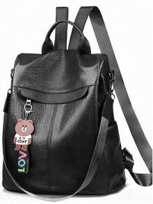 Fashion Large Capacity Women's PU Anti-Theft Women's Bag Shoulder  Bag Backpack Women - 黑色 - 查看 1
