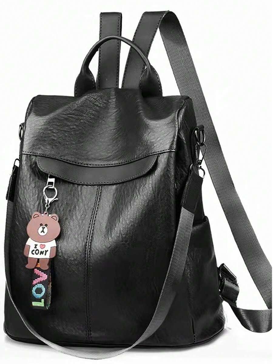 Fashion Large Capacity Women's PU Anti-Theft Women's Bag Shoulder  Bag Backpack Women - 黑色 - 查看 1