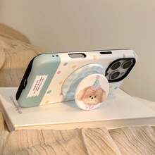 GUCADI 1个 H 型哑光磁吸手机支架，兼容苹果 16、17 Pro Max，简约波点小狗设计，全包式，也兼容 15、11、Mini - 彩色 - 查看 6