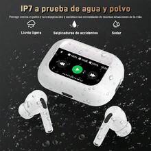 A9 Pro Auriculares Bluetooth, audífono inalámbrico inteligente con pantalla táctil, reducción de ruido activa dual ANC+ENC, compatible con iOS/Android - Blanco - Ver 9