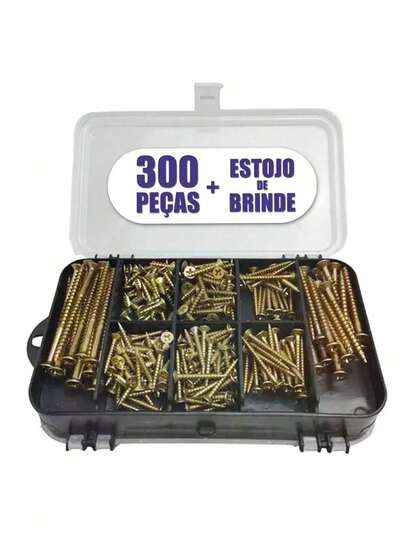 Kit 300 peças parafusos buchas estojo resistente para reparos em casa e trabalho