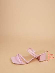 女士休闲时尚欧美风格系带性感简约凉爽优雅舒适百搭厚底高跟凉鞋 - 粉色 - 查看 13