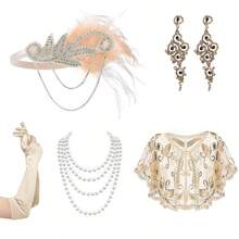 1920s Vintage Style Party Costume Set - Suitable For Fashion Enthusiasts Seeking Classic Retro Style To Attend Vintage Themed Events, Halloween - Multicolor - View 7