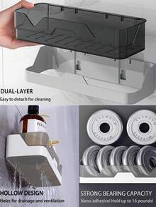 Étagère de douche adhésive : Organisateur mural de salle de bain haut de gamme - Étagère de douche sans perçage - Rangement adhésif de cuisine Étagère de rangement anti-rouille