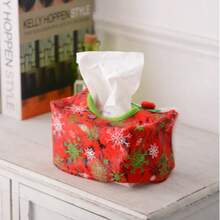1 pieza Cubierta de caja de pañuelos de Navidad de estilo nuevo, centro de mesa decorativo navideño, suministros navideños, también se puede usar como caja de regalo de Navidad