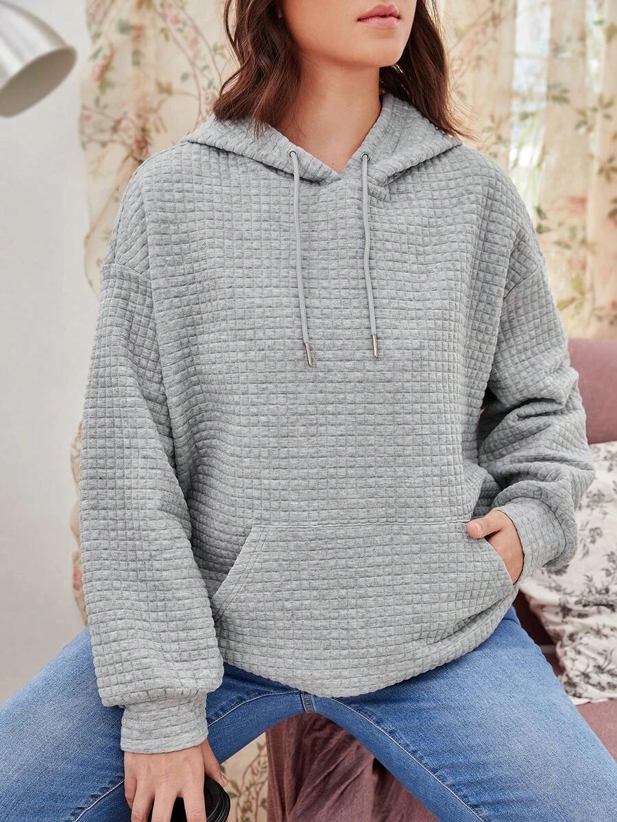 Womens Clothes Workout Clothes Women Tops For Women Hot Outfits Ropa De Mujer Solid Color Waffle Drawstring Hoodie, Casual Long Sleeve Pocket Sweatshirt, Suitable For Autumn And Winter, Women's Clothing Women's Winter Clothing Of Women's Winter Clothing Women's Winter Fashion Women's Winter Promotion Of Women's Winter Clothing Vestidos Elegantes De Mujer Vestidos Elegantes Para Fiesta Vestidos De Mujer Vestidos De Mujer Casual Vestidos De Gala Dresses For Women Elegant Active Wear Women Summer Gym Mujer Gym Mujer Workout Clothes For Women Sweatshirts For Women Women's All Season Clothes Women's Spring Clothes Women's Summer Clothes Women's Year Round Outfits Spring Fashion For Women Summer Fashion For Women - Xám - Xem 1