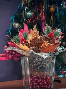 10/5Pcs Pine Tree Branches With Red Berries, Artificial Pinecone Berry Garlands, DIY Miniature Artificial Pinecone Flowers For Wreaths, Plastic Christmas Tree Branches For Crafts, Fireplace, Bar, Parties, Christmas Decorations, Wedding Party Supplies, Kitchen Restaurant Centerpieces, Valentine's Day Gifts Simulated Pinecone, Pine Needle, Songhua Christmas Gift Box Decoration, - Multicolor - View 6