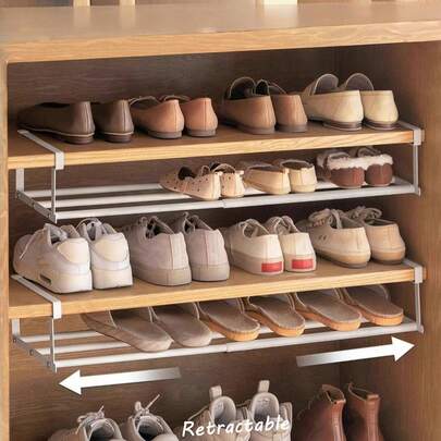1 adet Genişletilebilir Ayakkabı Rafı, Katlı Raflı Ayarlanabilir Ev Ayakkabı Dolabı, Asma Saklama Sepeti, Bölmeli Raflı Dolap, Ev Dolaplarında Ayakkabı Saklamak İçin Yerden Tasarruf Sağlayan Katlı Raflar, Asma Saklama Rafı