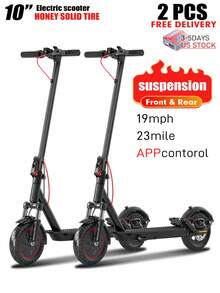 Mankeel E-Scooter For Adults With 350 W Motor Power, Equipped With Robust 10-Inch Solid Rubber Tires, Maximum Range Up To 25 Miles, Speed Adjustable Up To 19 Mph Via App, Dual Suspension System And Electric Disc Brakes, Foldable And Easy To Transport, Ideal For City Commuters, Couples, And Outdoor Activities, Perfect As A Birthday Or Christmas Gift, Thanksgiving Gifts - 350W36V10.4AH - Xem 4