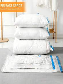 1/5/6pcs Super Large Vacuum Compression Storage Bags, High Quality Clear Bags For Travel Essentials, Clothes, Bedding, Blankets, Manual Vacuum Pump Compression Bag Set, No Electricity Required - Multiple Specifications - View 6