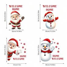 Christmas Window Stickers, Cute Santa Claus Snowman Glass Window Decals Door Stickers Decoration, Suitable For Holiday Christmas Nursery Playroom Bedroom Classroom Kindergarten Wall Stickers Room Decor Wall Sticker Wall Decor Home Decor Christmas Decorations Christmas Decorations Home