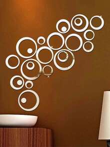 24 pièces Autocollants muraux ronds en acrylique miroir, Décalcomanies murales DIY, Convient pour la chambre, la salle de bain, la maison, le salon, le bureau, la décoration