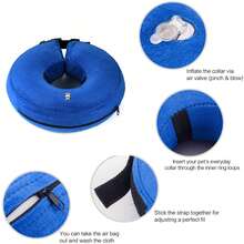 Rofusn Inflatable Dog Cone Collar Alternative, Soft Dog Cone For Small Medium Large Dogs And Cats, Neck Recovery Donut Collar After Surgery, Blue