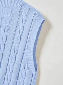 Áo len dệt kim cổ chữ V màu trơn cho nam, Thu/Đông - Màu xanh nhạt - Xem 3