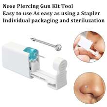 4PCS Self Hypoallergenic Nose Piercing Kit-Disposable Nose Piercing Gun With Built-In Nose Studs - Multicolor - View 7