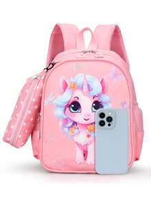 新款时尚卡通背包，带小袋 - 粉色 - 查看 3