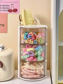 صندوق تخزين اكسسوارات شعر الأطفال قطعة واحدة، مشابك شعر دوارة للبنات، ربطات شعر مطاطية، شرائط شعر، صندوق مجوهرات الشعر