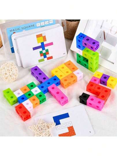 1 caja de bloques de construcción de material ABS para inteligencia en jardín de infantes, bloques de ensamblaje, juguetes de rompecabezas de desmontaje de educación temprana de plástico para niños