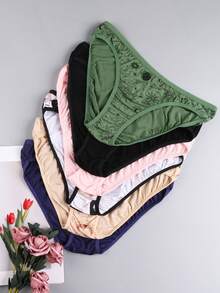 6 Pack Women's Low Waist Printed Underwear, Soft Comfortable Casual Loose-Fit Panties, All Season Wear, Multi-Color Design,,Plus Size Summer - 彩色 - 查看 4