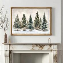 1pc Unframed Winter Christmas Trees Landscape Poster Rustic Wall Art Canvas Print Minimalist Winter Xmas Holiday Snowy Forest Farmhouse Cottagecore Decor Retro Painting For Apartment, Living Room, Bedroom, Modern Home Decoration Halloween Decor Christmas Decoration Thanksgiving Wedding Home Decor Home Decor Fall Decor Autumn Decor Birthday Decorations For Gifts Party Supplies Indoor Holiday Festival Decor Wall Decor Halloween Ornaments Christmas Decoration XMAS Decor Christmas Tree Gift Decor Thanksgiving Wedding Home Decor Home Decor Fall Decor Autumn Decor Birthday Decorations For Gifts Party Supplies Indoor Holiday Festival Decor Halloween Decor Wall Decor Halloween Ornaments - Multicolor - View 3