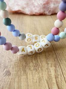 1pc Custom Buckle Beaded Dog Collar, Personalized Dog Name Collar, Dog And Cat Identity Collar, Custom Name Beaded Cat And Dog Collar, Pet Necklace, Holiday Gift, Christmas Gift - Multicolor - View 4