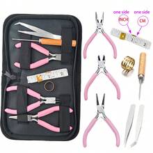 8pcs/Set Premium DIY Tool Kit, Includes 3 Different Pliers, 2 Tweezers, 1 Awl, 1 Split Ring Plier, 1 Ruler. Suitable For Beginners And Experts, Essential For Home Use
