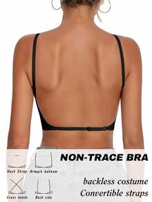Women's Seamless Backless Bra, Sexy Summer Bra With Backless Design, Bridal Bra, Comes With 3 Adjustable Shoulder Straps, Comfortable And Breathable, Suitable For Weddings, Formal Occasions, Can Be Paired With Camisoles.