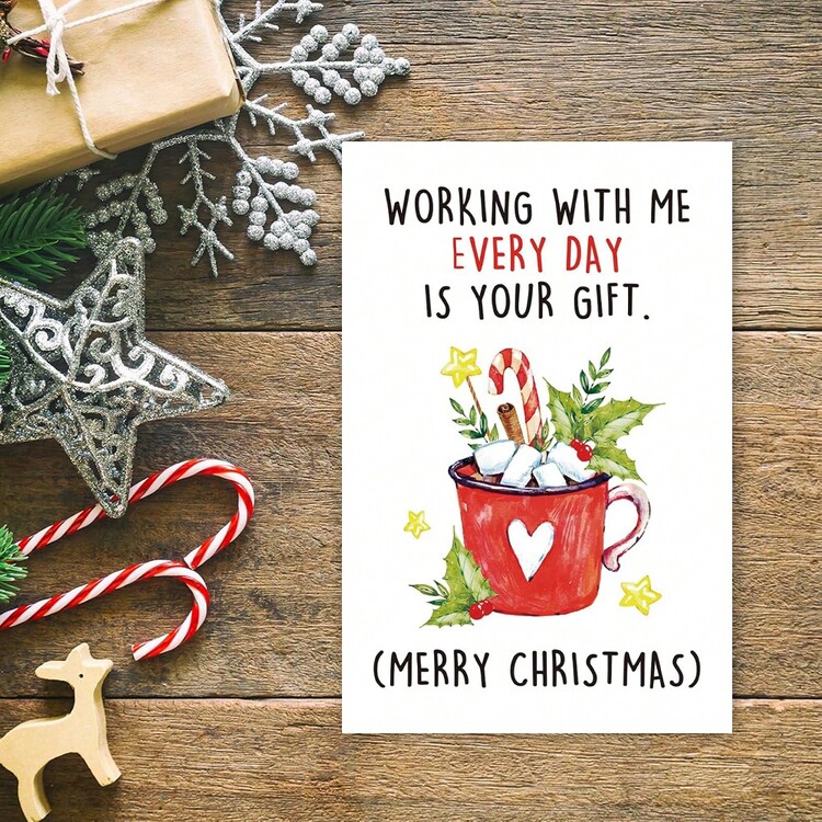 1 张，有趣的同事圣诞贺卡，给同事办公室朋友的俏皮圣诞贺卡，老板圣诞贺卡，和我一起工作 - 均碼 - 查看 5