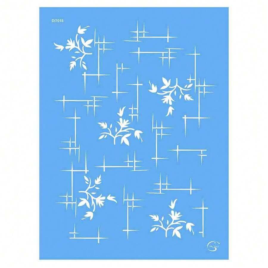 DI7018 - Fundo Entre Folhas - 15x20 - Stencil Gatas Arteiras - Peça única - Visão 1
