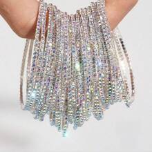 G-S Minimalist Ultra-Thin Sparkling Rhinestone & Silver/Gold Color Tennis Bracelet For Women, Multiple Options