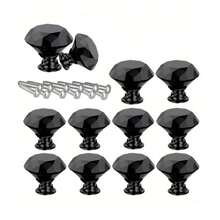 12pcs Crystal Glass Cabinet Knobs, Suitable For Wardrobe Doors, Drawer Cabinets, Shoe Cabinets, Kitchen Cabinets And Other Furniture, Single Hole 1.18 Inches, Small Zinc Alloy Handles, Furniture Accessories - Multicolor - View 25